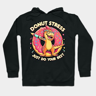 Rex Dinosaur Donut Stress Best Teacher Test day Hoodie